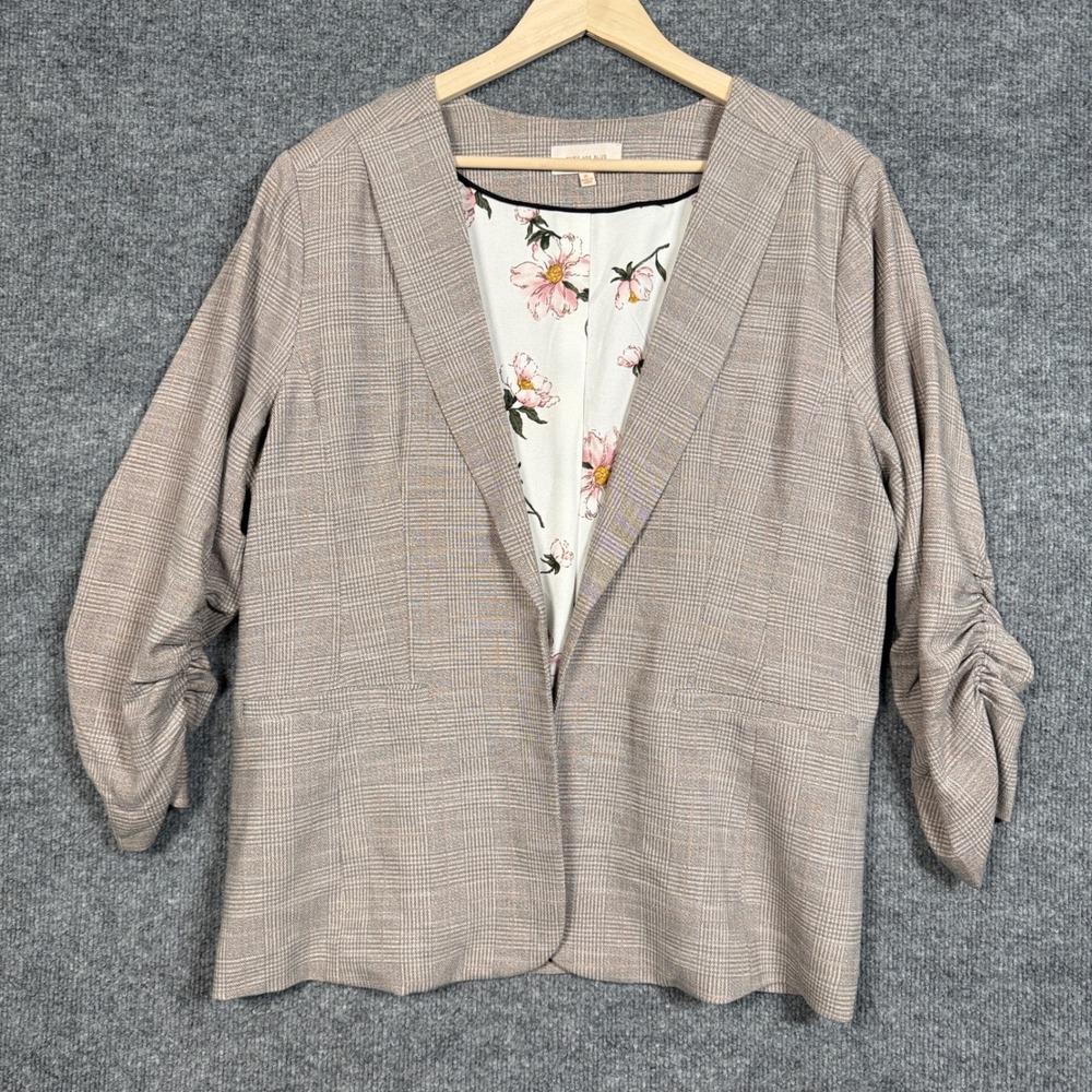 Skies Are Blue Size XL Blazer Gray Shawl Collar Cinched Sleeves Office Career